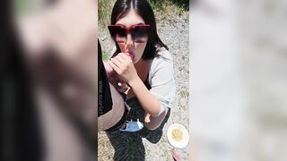 Horny Hungry Teacher sucks the cock of her student's dad during a school field trip