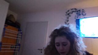 MaryJane blows her daddy until he rewards her with a cumshot