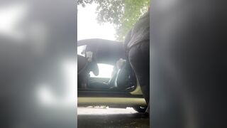 Bbw holds her pee all day & explodes while parked in a busy parking lot