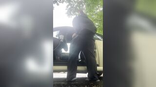 Bbw holds her pee all day & explodes while parked in a busy parking lot