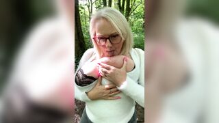 wobbly big boobs in the woods