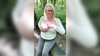 wobbly big boobs in the woods