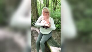 wobbly big boobs in the woods