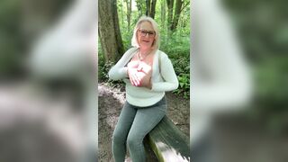 wobbly big boobs in the woods