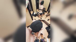 SCAR GIRL SUCKS BIG COCK IN DRESSING ROOM