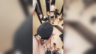 SCAR GIRL SUCKS BIG COCK IN DRESSING ROOM