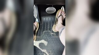 Driving around town with natural nails and flipflops enjoying summer