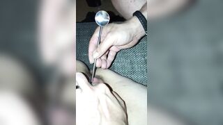 Amateur MILF Urethra Insertion Pee Play in a Glas