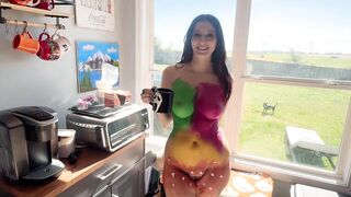 Body Painted Housewife Shows You How To Make Your Husband The Perfect Cup Of Coffee