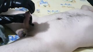 Hot Femdom Urethral Sounding Slave Cock with Huge Dilator, CBT, Latex Gloves Handjob, Ruined Orgasm