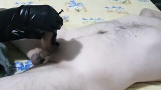 Hot Femdom Urethral Sounding Slave Cock with Huge Dilator, CBT, Latex Gloves Handjob, Ruined Orgasm