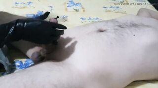 Hot Femdom Urethral Sounding Slave Cock with Huge Dilator, CBT, Latex Gloves Handjob, Ruined Orgasm