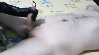 Hot Femdom Urethral Sounding Slave Cock with Huge Dilator, CBT, Latex Gloves Handjob, Ruined Orgasm