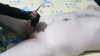 Hot Femdom Urethral Sounding Slave Cock with Huge Dilator, CBT, Latex Gloves Handjob, Ruined Orgasm