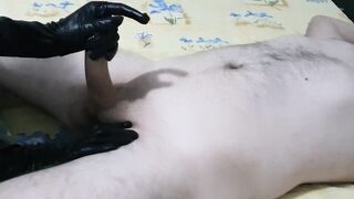 Hot Femdom Urethral Sounding Slave Cock with Huge Dilator, CBT, Latex Gloves Handjob, Ruined Orgasm