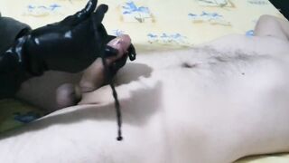 Hot Femdom Urethral Sounding Slave Cock with Huge Dilator, CBT, Latex Gloves Handjob, Ruined Orgasm