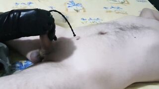 Hot Femdom Urethral Sounding Slave Cock with Huge Dilator, CBT, Latex Gloves Handjob, Ruined Orgasm