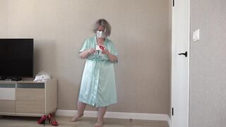 Busty Housewife Dresses up in Sexy Nurse Uniform. Chubby MILF with Big Butt Is Ready for Role-playing Party.