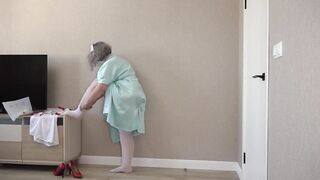Busty Housewife Dresses up in Sexy Nurse Uniform. Chubby MILF with Big Butt Is Ready for Role-playing Party.