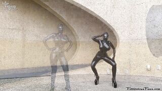 Miss Fetilicious Bts Outdoor Shoot in Heavy Rubber
