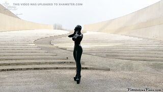 Miss Fetilicious Bts Outdoor Shoot in Heavy Rubber