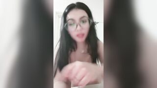 Beautiful college student striped in front of camera