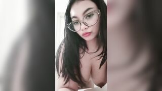 Beautiful college student striped in front of camera