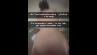 Cheating on Snapchat! Anal Sex Snaps to Cuck boyfriend! Sorry bro!