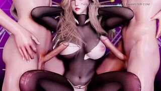 3D Blonde Slut Whore Stripper Have Gangbang Sex