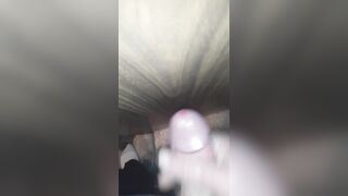 Cumming on door