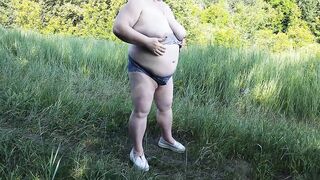 Mother-in-law Undressed in the Park and Pisses in Front of Everyone