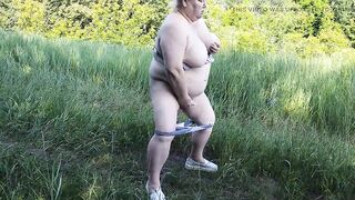 Mother-in-law Undressed in the Park and Pisses in Front of Everyone