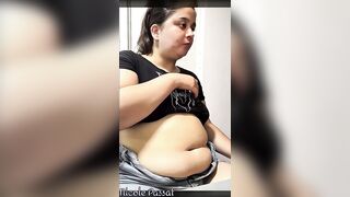 Big Belly Nicole in Tight Shorts Eating Some More