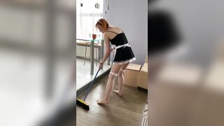 Naughty Housemaid Plays with Herself in Your Livingroom!