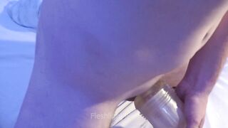fucking my fleshlight with very tight condom