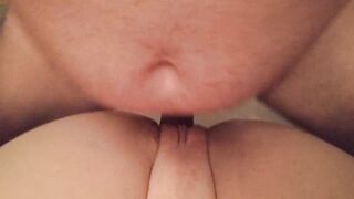 HOT POV cum ON HER shaved PUSSY!