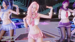 [MMD] SECRET NUMBER - WHO DIS Ahri Akali Seraphine Kaisa Evelynn Sexy Kpop Dance League of Legends Hentai Uncensored 4K 60FPS