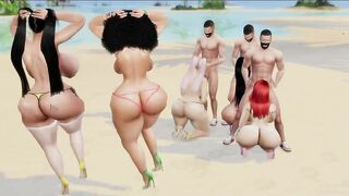 Guys blow hugh load on beach milf