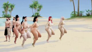 Guys blow hugh load on beach milf