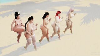 Guys blow hugh load on beach milf